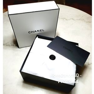 Chanel Large white & black gift box SET stuffing tissue envelope AUTHENTIC NEW